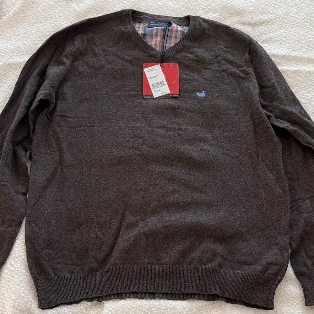 Southern Marsh Dark Brown V-Neck Sweater